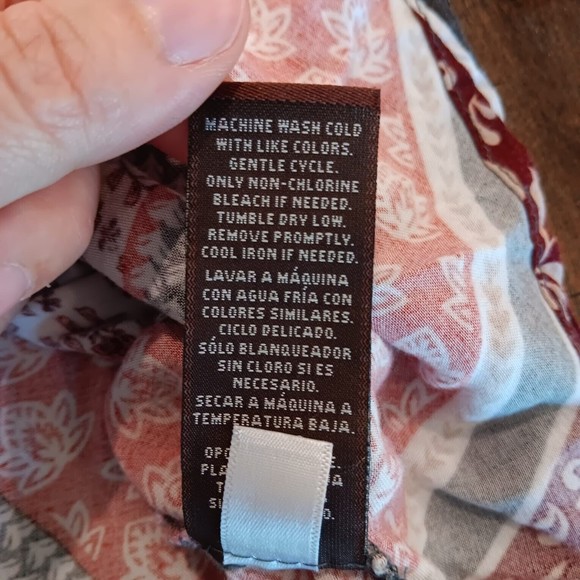 Knox Rose Womens Top XL Maroon Chevron Floral Boho Smocked Off The Shoulder Crop - Picture 4 of 7